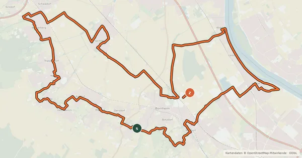 Kartenübersicht der Radroute Rheinische Apfelroute - Schleife Bornheim
