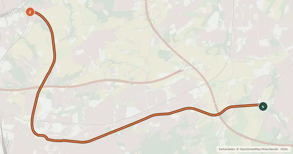 Kartenübersicht der Radroute Rheinischer Esel