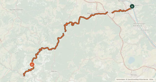 Kartenübersicht der Radroute Rheinland-Pfalz Radroute (Landkreis Ahrweiler)