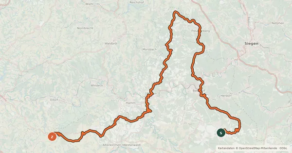 Kartenübersicht der Radroute Rheinland-Pfalz Radroute (Landkreis Altenkirchen)
