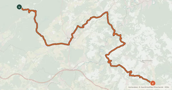 Kartenübersicht der Radroute Rheinland-Pfalz Radroute (Landkreis Birkenfeld)