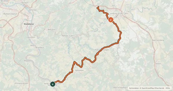Kartenübersicht der Radroute Rheinland-Pfalz Radroute (Rhein-Lahn-Kreis)