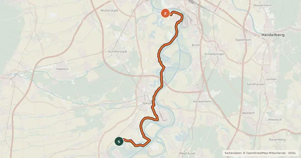 Kartenübersicht der Radroute Rheinland-Pfalz Radroute (Rhein-Pfalz-Kreis)