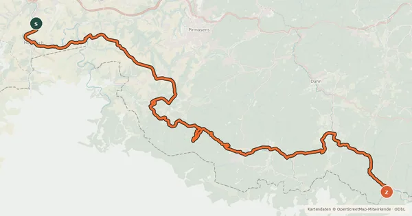 Kartenübersicht der Radroute Rheinland-Pfalz Radroute (Südwestpfalz)