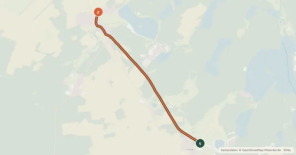Kartenübersicht der Radroute Rheinsberg (84) - Rheinsberg (85)