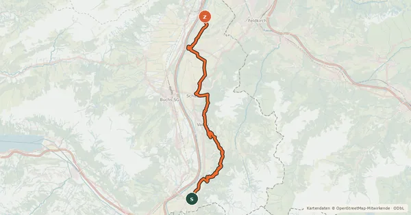 Kartenübersicht der Radroute Rheintal Bike