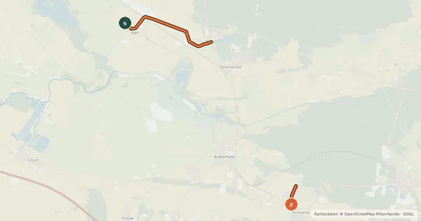 Kartenübersicht der Radroute Rhinluch-Radweg