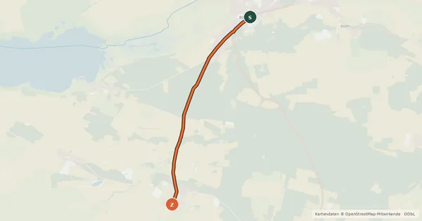 Kartenübersicht der Radroute Rhinow (70) - Spaatz (82)