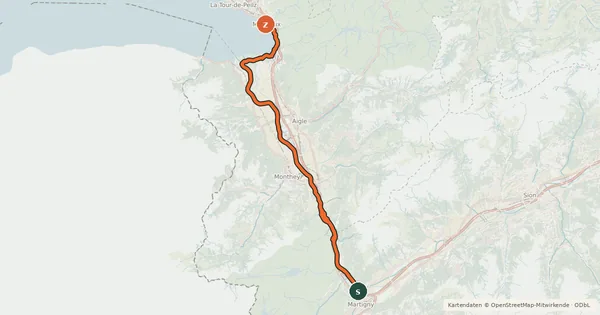 Kartenübersicht der Radroute Rhône-Route