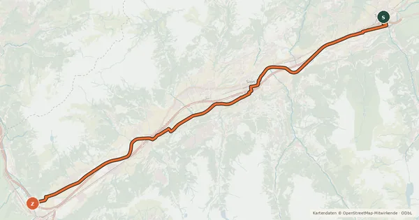 Kartenübersicht der Radroute Rhône-Route