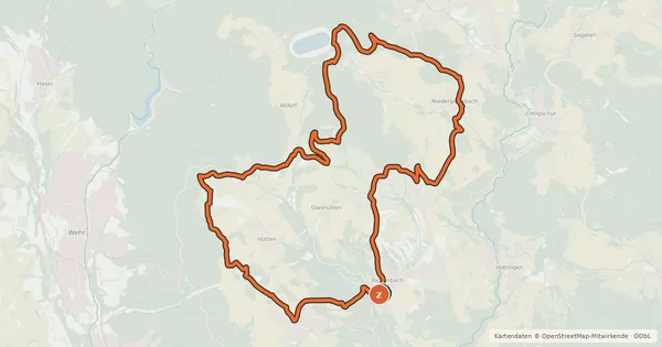 Kartenübersicht der Radroute Rickenbach_ Zwischen Wuhren und Hornbergbecken