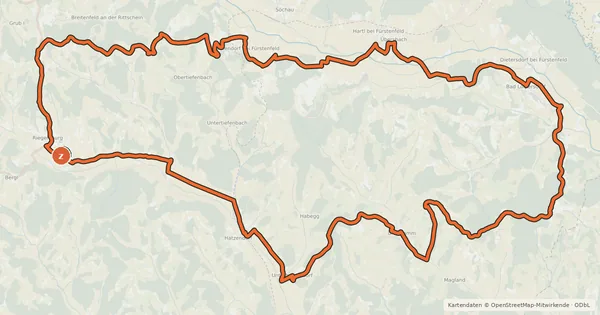 Kartenübersicht der Radroute Riegersburgtour