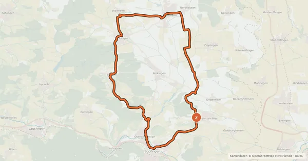 Kartenübersicht der Radroute Ries 3a