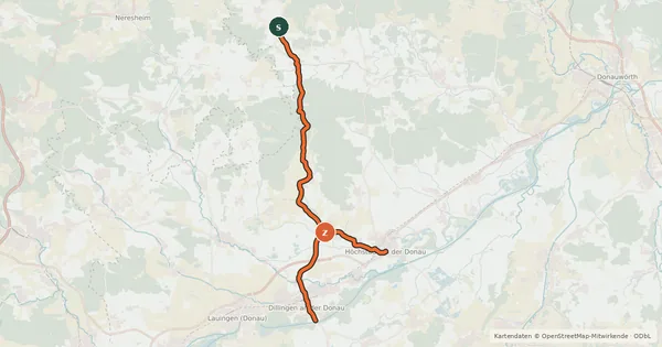 Kartenübersicht der Radroute Ries-Donau