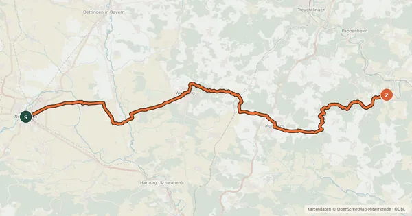 Kartenübersicht der Radroute Ries Radweg