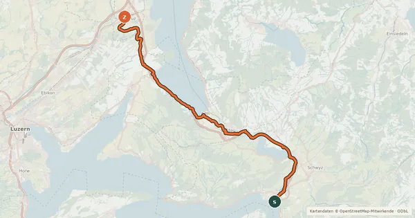 Kartenübersicht der Radroute Rigi-Reuss-Klettgau