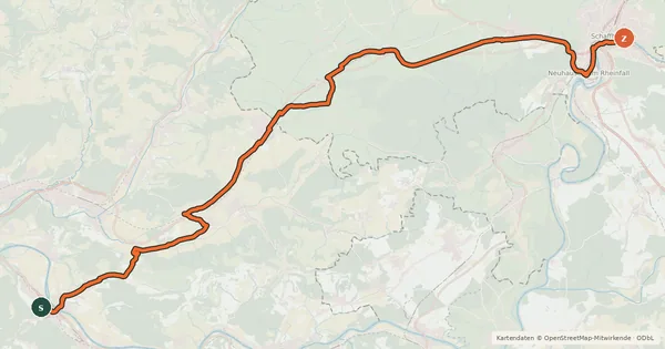 Kartenübersicht der Radroute Rigi-Reuss-Klettgau