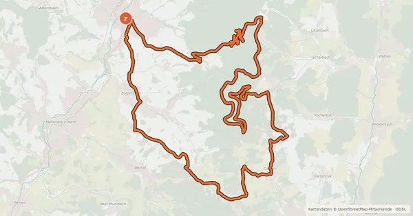 Kartenübersicht der Radroute Rimbach 1