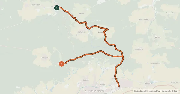 Kartenübersicht der Radroute RO4a