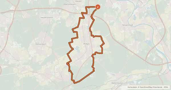 Kartenübersicht der Radroute Rodgau Rundweg