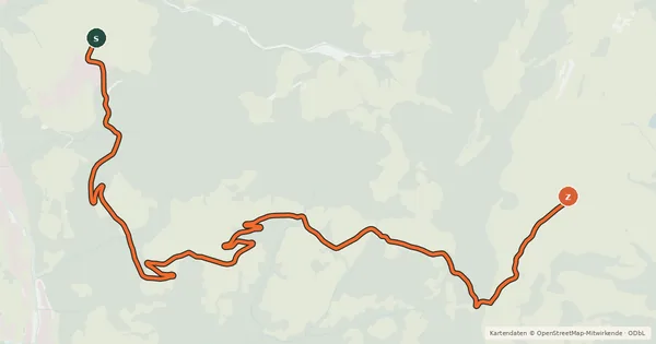 Kartenübersicht der Radroute Roggenboden - Holzalm