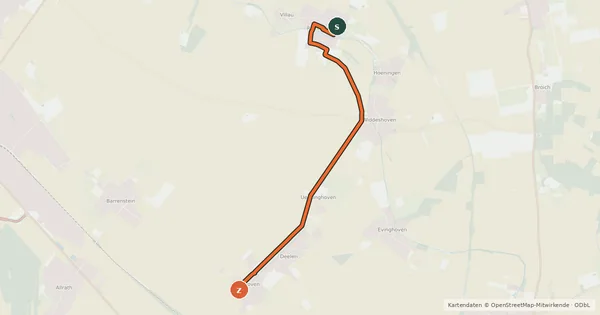 Kartenübersicht der Radroute Rommerskirchen (64) - Rommerskirchen (65)
