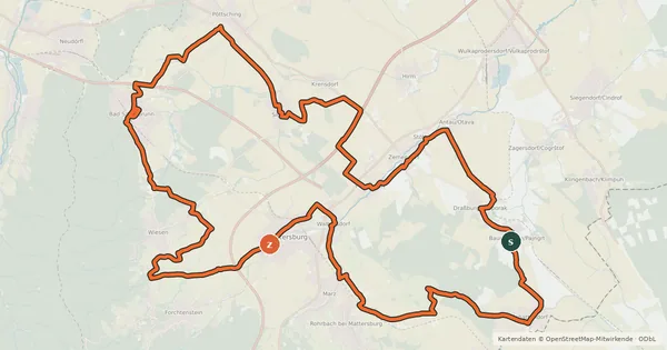 Kartenübersicht der Radroute Rosalia Radwanderweg