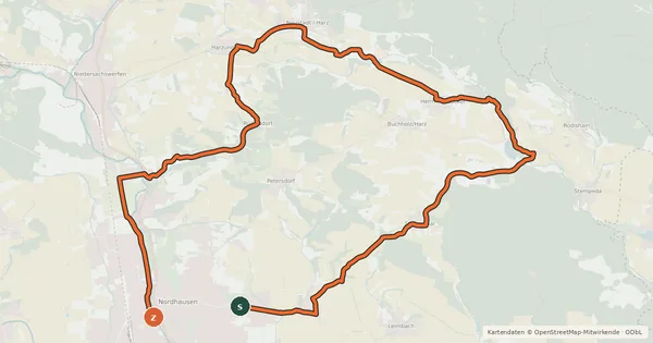 Kartenübersicht der Radroute Rosenteich - Tour NDH 7