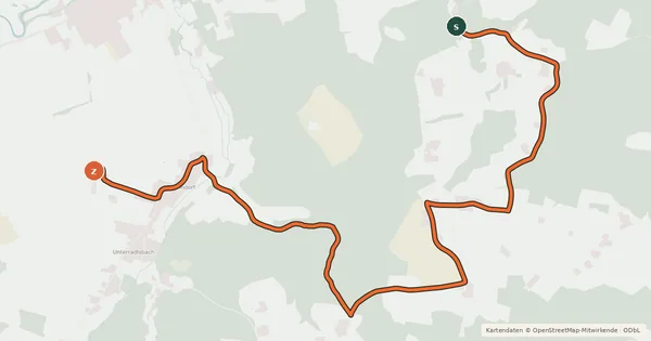 Kartenübersicht der Radroute Roßbach 1