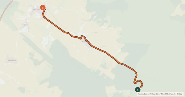 Kartenübersicht der Radroute Route 10-16 Heldrungen-Kammerforst