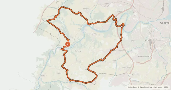 Kartenübersicht der Radroute Route du Vignoble genevois