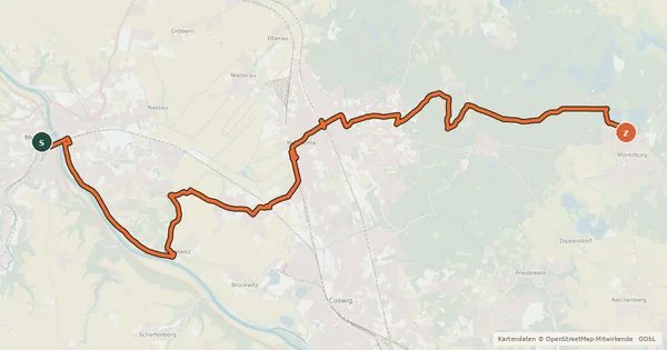 Kartenübersicht der Radroute Route M