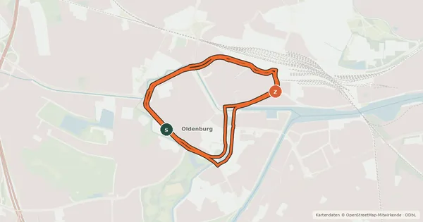 Kartenübersicht der Radroute Route um Oldenburg (Innenstadtring)