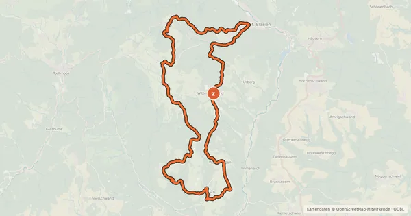 Kartenübersicht der Radroute RouteWT 9b - Panorama-Lang-Route