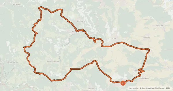 Kartenübersicht der Radroute RP15 Zum Windkapf