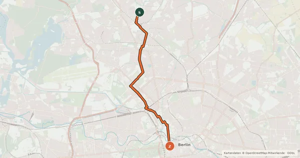Kartenübersicht der Radroute RR5 Reinickendorf-Route