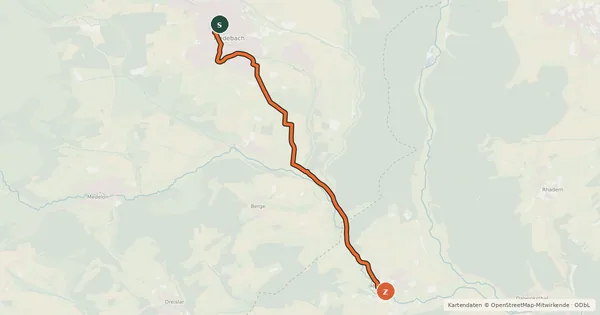 Kartenübersicht der Radroute RSW (HSK-66) Medebach - (xx) Lichtenfels-Münden