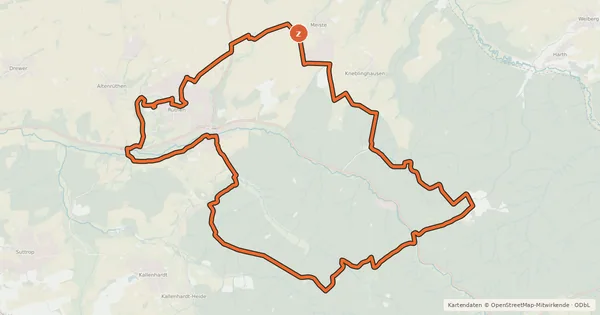 Kartenübersicht der Radroute Rüthener Waldrunde