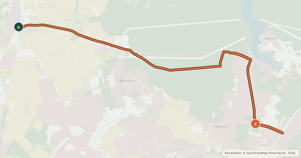 Kartenübersicht der Radroute Rund um Berlin Alternativroute [Strausberg↔Altlandsberg] (rcn1-7)