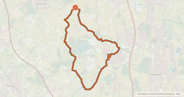 Kartenübersicht der Radroute Rund um das Himmelmoor