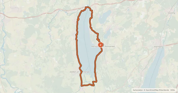 Kartenübersicht der Radroute Rund um den Ammersee