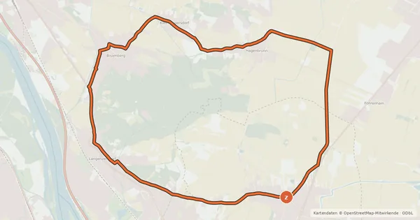 Kartenübersicht der Radroute Rund um den Bisamberg