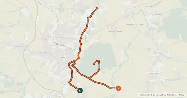 Kartenübersicht der Radroute Rund um den Löbauer Berg