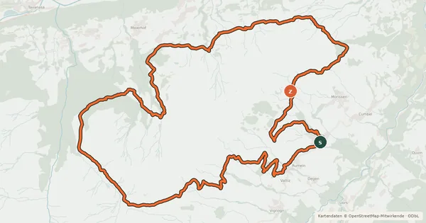 Kartenübersicht der Radroute Rund um den Mundaun Bike