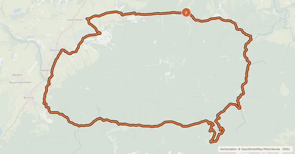 Kartenübersicht der Radroute Rund um den Trauchberg
