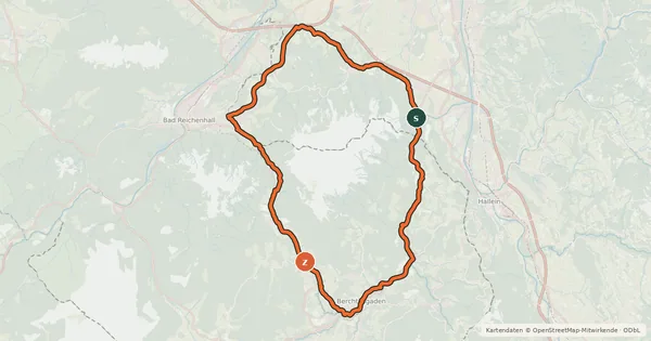 Kartenübersicht der Radroute Rund um den Untersberg