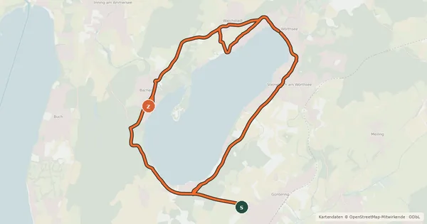 Kartenübersicht der Radroute Rund um den Wörthsee