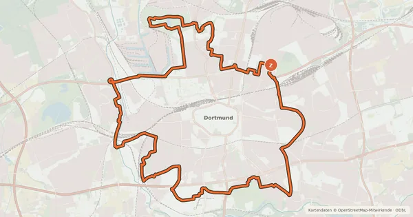 Kartenübersicht der Radroute Rund um die City - rot