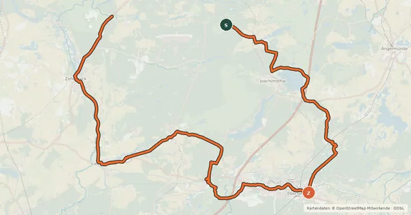 Kartenübersicht der Radroute Rund um die Schorfheide