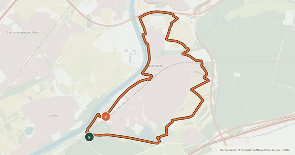 Kartenübersicht der Radroute Rund um Kelsterbach